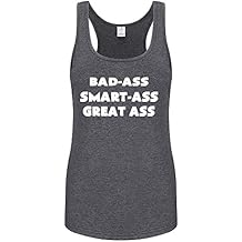 Workout Tank Tops for Women Bad-Ass Smart-Ass Great Ass Printed Top Shirt Sleeveless Shirts