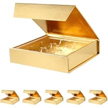 6 Truffle Boxes, Chocolates Boxes, Gold Truffle Gift Boxes Packaging with 9-Piece Plastics Tray, Magnetic Closure Lid 5.7x5.7x1.3 Inches