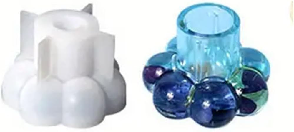 Epoksi Silikon Bubble Misketli Taş Tozu Beton Şamdanlık Mum Tutucu Kalıbı 6 CM