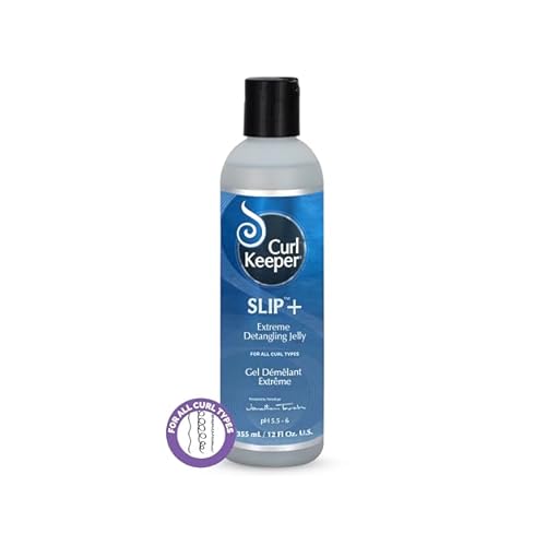 Curl Keeper Slip Plus Extreme Hair Detangling Jelly for Curly Hair, 12 Fl Oz - Hair Detangler Gel & Leave In Conditioner for Men, Women & Kids - Detangling Hair Care Loosens Knots & Tangles