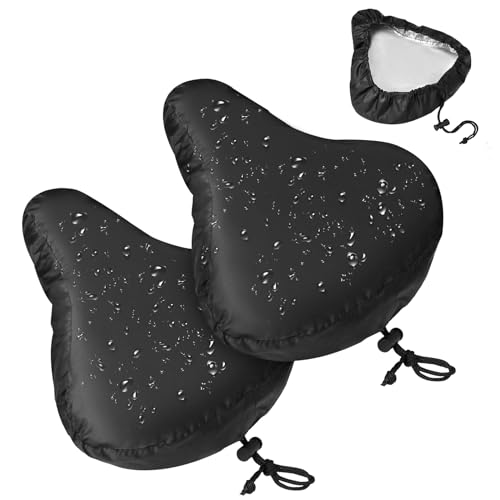 Zacro Bike Seat Rain Cover Waterproof, 2 Pack Bike Seat Cushion Protector, Sun Dust Snow Protection, Washable Bicycle Seat Cover for City & Casual Bikes