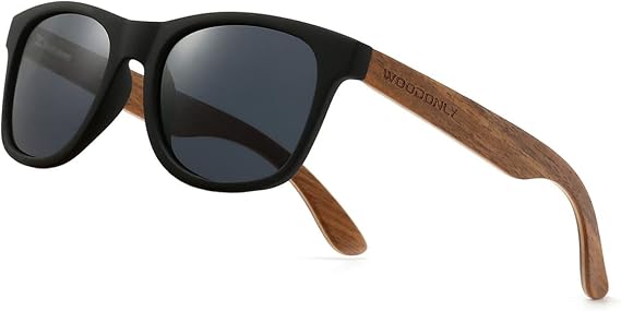 Modern Wood Polarized Sunglasses - Cool Style Fashion Frame with Wooden Temple for Men and Women Perfect Gifts