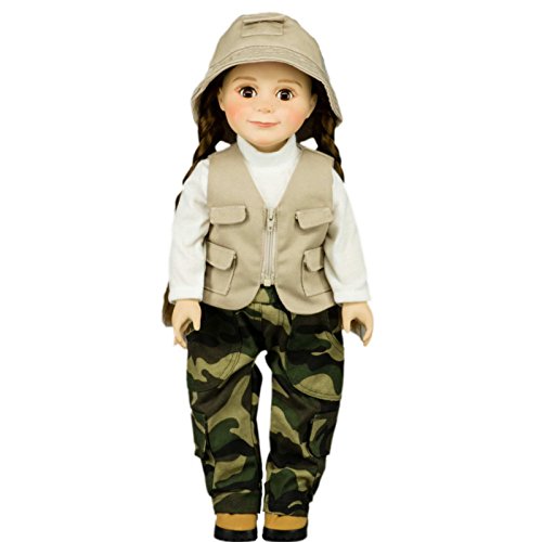 The Queens Treasures 18 Inch Doll Clothes & Accessories, 4 Pc Fishing Outfit with Pants, Hat, Vest & Shirt, Compatible for Use with American Girl Dolls, Doll NOT Included