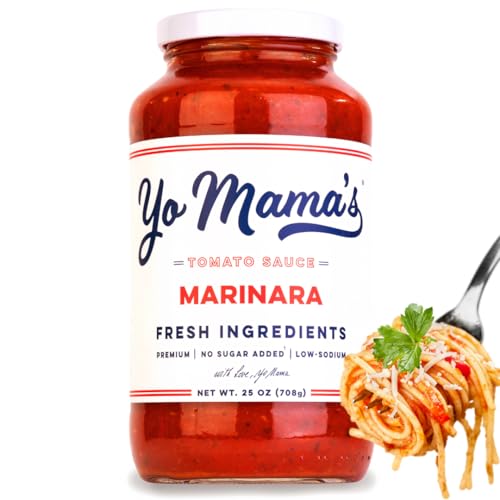 Yo Mamas Foods Keto Marinara Pasta and Pizza Sauce - Pack of 1 - No Sugar Added, Low Carb, Low Sodium, Gluten Free, Paleo Friendly, and Made with Whole, Non-GMO Tomatoes