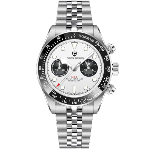LACZ DENTON Pagani Design Panda Dial Mens Chronograph Watches Japan VK64 Movement Stianless Steel 100M Waterproof Men Fashion Casual Watch