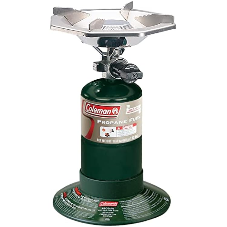 Coleman BottleTop Propane Stove with Adjustable Burner, Portable CampingBackpacking Cooker with 7650 BTUs of Power for Camping, Tailgating, Grilling, More