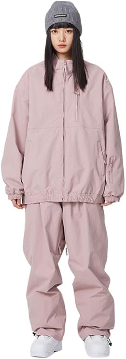 Women's Men's Ski Jackets and Pants Set Snowsuit Snow Coat Stand Collar Waterproof Baggy Shell Snow Suit
