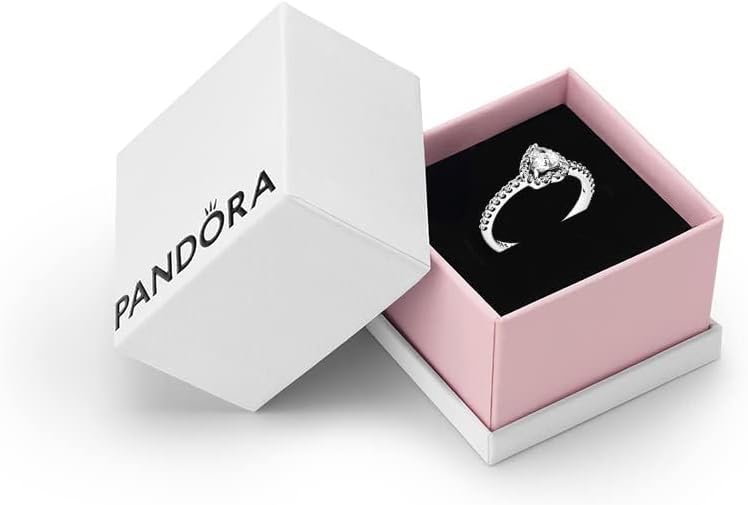 PANDORA Timeless Silver Elevated Heart Ring | Sterling Silver Elevated Heart Ring, Raised Cubic Zirconia Setting, Hand-Finished 925 Silver, Everyday or Occasion