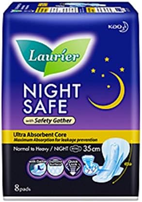 #MG LAURIER Nightsafe Safety Gather 35cm 8s -Safety Comfort with Gathers is specially designed to give you 360 leakage protection so you can sleep with peace-of-mind through the night.