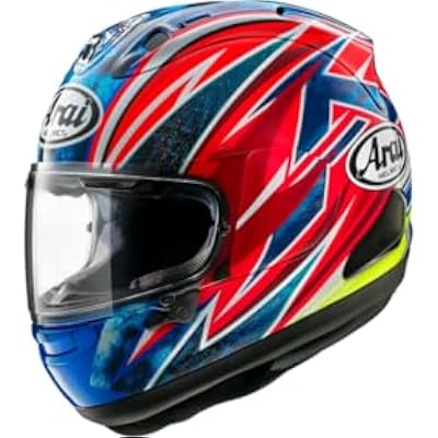 Arai Corsair-X Ogura Unisex-Adult Street Motorcycle Helmet - RedBlueHi-Viz Yellow  Medium