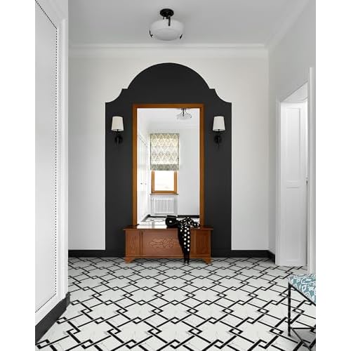 MORCART Peel and Stick Floor Tile - 20 PCS, 11.8 x 11.8 Vinyl Flooring - Waterproof Self-Adhesive Tile Sticker for Bathroom, Kitchen, Dining Room, Bedrooms - Cover 19.4 Sq. Ft, Geometric Marble