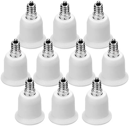 JACKYLED 10-Pack E12 to E26 E27 Adapter Chandelier Light Socket E12 to Medium Socket E26 E27 Converter Bulb Base Adapter Converter