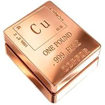 One Pound .999 Fine Copper Bar, Periodic Table Element Design, Polished Finish Pure Copper Ingot Paperweight