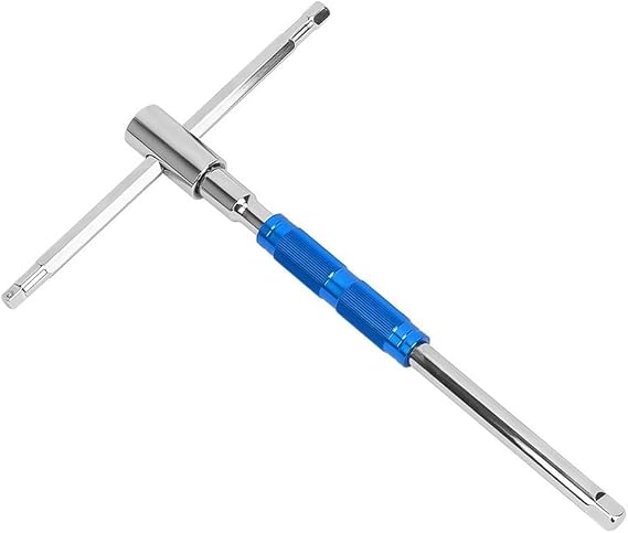 T-type Sliding Bar Socket Wrench 4-in-1 Interchangeable Head Ratchet with Hex/big Fly/medium Fly/small Fly Drive Chrome Vanadium Steel 28.8 X 20 Cm for