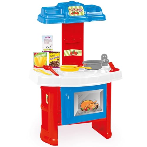 DOLU: Chefs Kitchen Set - Red-Blue-White - 20pc Toy Cooking Center, Stovetop Appliance Pretend Play, Dishes & Food Accessories, Kids & Toddlers 2