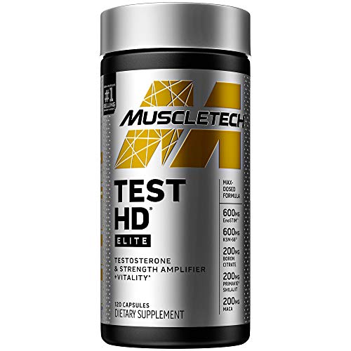 Testosterone Booster for Men | MuscleTech Test HD Elite Test Booster | Muscle Builder  Nitric Oxide Booster | Boron Supplement & Tribulus Terrestris for Men | Increased Blood Flow | 120 Count