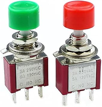 AMSH 1PCS AC 2A/250V 5A/120V 3 Pin SPDT Momentary Push Button Pushbutton Switch 1 NO 1 NC (Color : Red)