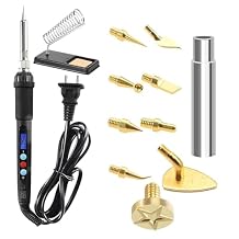 12PCS 3D Printing Accessories Smoothing Tool Kit, 3D Printing Modify Finishing Tool Soldering Welding Iron Kit 1Pcs Soldering Iron with 9Pcs Brass Trimming Head 1Pcs Connector