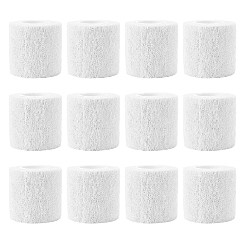 12PCS Vendas para Caballos, Animal Elastic Bandage Hoof Non Woven Polyester, Repairing Bandage Wrap for Cows Dogs Horses Cats White