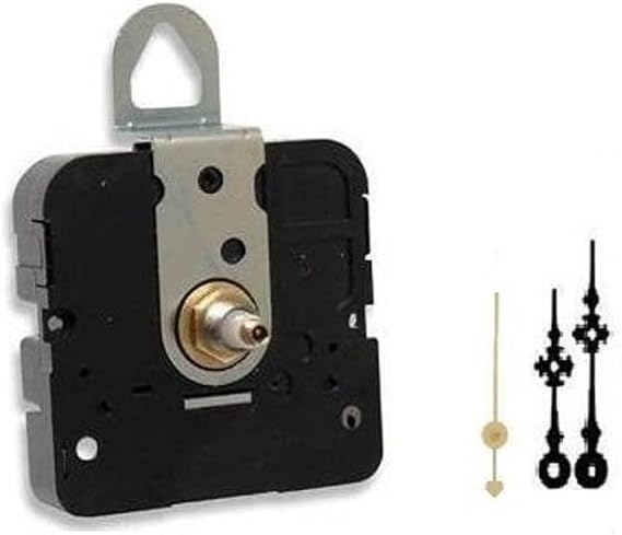 Clock Movement Mechanism, Choose Your Hands and Size, USA Made (1/4" Threaded Shaft, A Hands with Gold Second Hand)