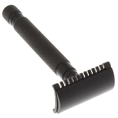 West Coast Shaving Midnight Collection Double Edge Safety Razor 78B, Black Stainless Steel-Open Comb Head
