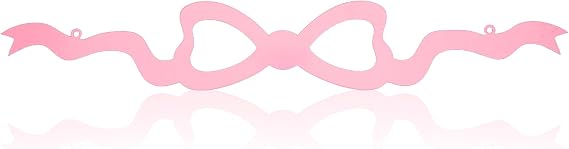 Pelopy Pink Bow Metal Wall Decor Coquette Bow Wrought Iron Wall Art Cute Preppy Room Decor Pink Horizontal Hanging for Bedroom Bathroom Kitchen Above the Door Bed Window