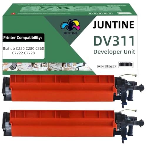 DV311 Developer Unit Replacement for Konica Minolta DV-311 A0XV03D A0XV0KD A0XV0ED A0XV08D Developer for Bizhub C220 C280 C360 C7722 C7728 Printers 2Pack- Black