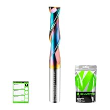 Spiral UpCut Router Bits 1 4 Shank, 1 4 Inch Router Bit , Plastic Cutting Router Bit,2 Flute CNC Router Bits,Slot, Mortise,1 Inch CL 2-1/4 Inch OVL(Coating)