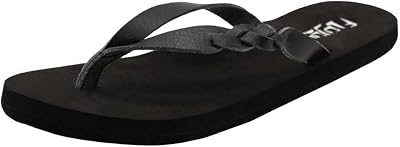 Serenity Womens Thong Woutside Strap Woven, Black, 9 M Us