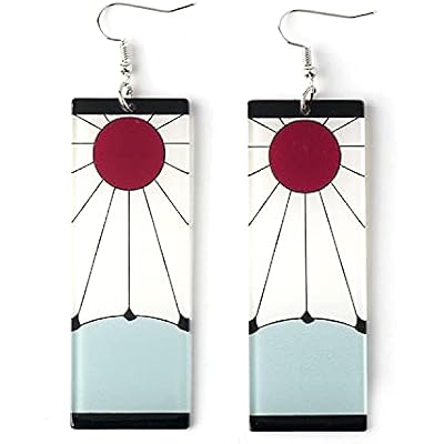 Tanjiro Earrings Demon Slayer Hanafuda Earrings Kimetsu No Yaiba Anime Acrylic Earrings For Girls Boys