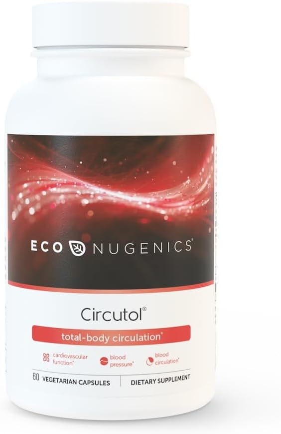 EcoNugenics Circutol: Heart & Blood Pressure Supplement with Nattokinase, L-Carnitine, Hawthorn Berry Extract, Cordyceps & Reishi Mushrooms Healthy Blood Flow & Nitric Oxide Support 60 Capsules