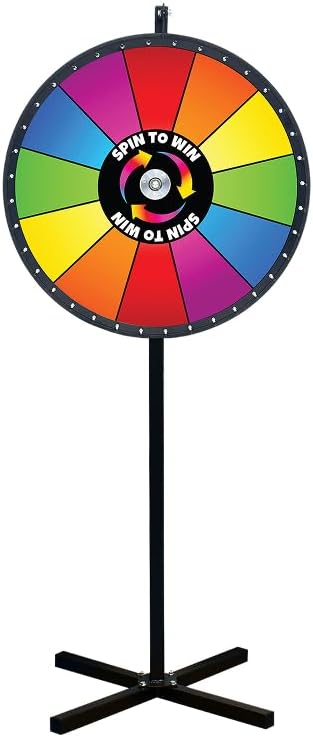 Spin to Win Floor Stand Dry Erase Prize Wheel 30 Inch Spinning Wheel Game, Durable Wood Construction, Balanced for Fair Odds, Trade Show Booth Raffle Event