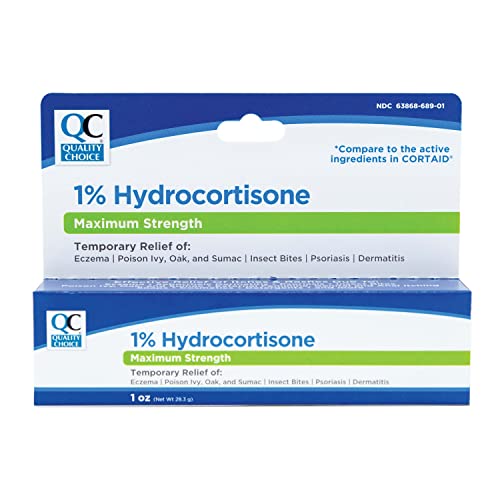 Quality Choice 1% Hydrocortisone Cream Maximum Strength 1 Oz Compare to CORTAID Max Strength Pack of 1
