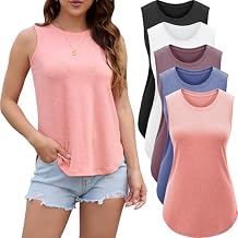 Tank Top for Women 2025 Summer 3/5 Pack Sleeveless Loose Fit Round Neck Flowy Casual Shirts with Curved Hem Outfits