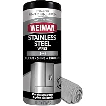 Weiman Stainless Steel Cleaner & Polish Kit, 1 Wipes & Cloth, Anti-Fingerprint, Removes Grease, Water Spots, Streaks & Residue, Polishing Cleaner Safe for Appliances, Chrome, Sinks & Grill Exteriors