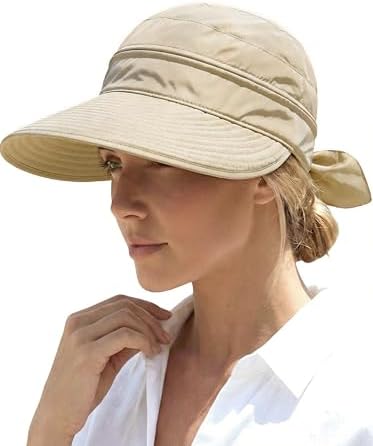 2-in-1 Womens Sun Visor Sun Hat Zipper Off Ponytail Friendly, Lightweight Quick Dry, Summer UV Protection