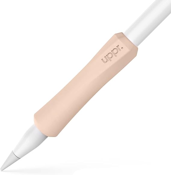 UPPERCASE Designs NimbleGrip Premium Silicone Ergonomic Comfort Grip Holder, Dual Sided Design, Compatible with Apple Pencil Pro, USB-C, 2nd Generation, 1st Generation (1 Pack, Beige)