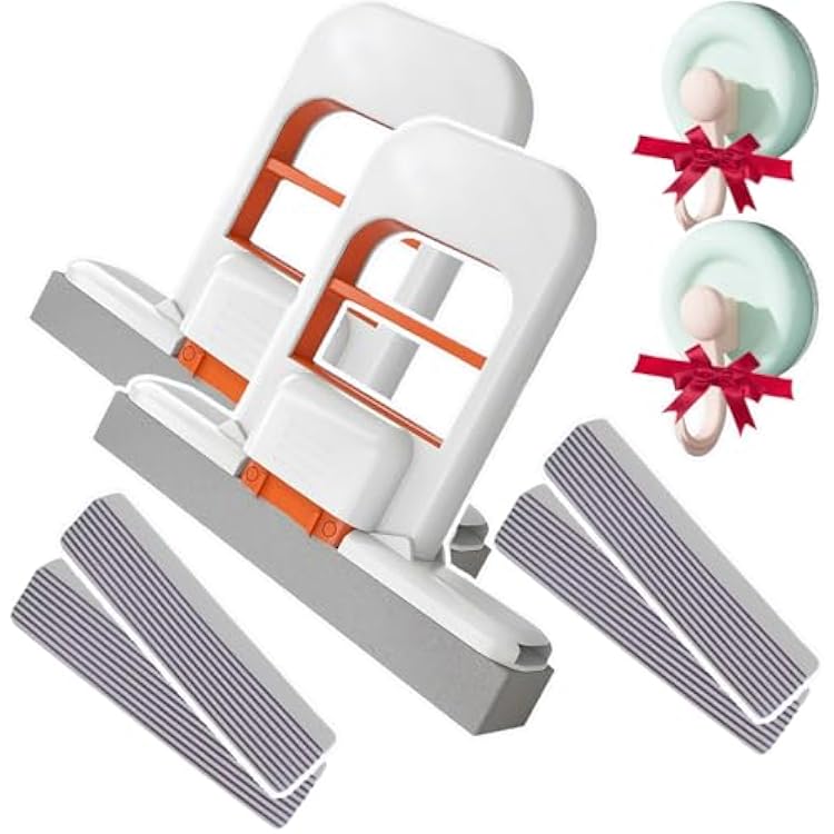 Mini Mop, 2025 New Upgrade Mini Portable Self-Squeezing Mop, Mini Mops for Small Spaces, Wet and Dry Use Cleaning System Small Mops for Bathroom Kitchens Desktop Glass Orange2  Sponge4