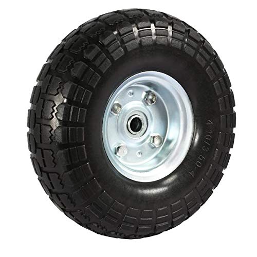 10-Inch Solid Rubber Tyre Wheels for Garden Utility Wagon Cart Trolley Tires Snowblower Lawn Mower Wheelbarrow Generator Hand Cart 58-inch Bearings Black 8 Pcs