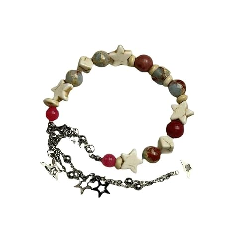 Y2k Bracelets For Women,Y2k Jewelry Beaded Star Heart Cute Grunge Accessories Y2k Aesthetic Dainty Trendy Funny Chain Githic Silver Charm Y2k Jewelry For Women