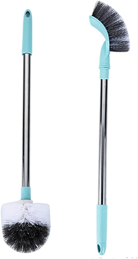 Toilet Brush, Toilet Bowl Brush with Long Stainless Steel Handle, Deep Cleaning Bendable Toilet Bowl Scrub Brush Cleaner Scrubbing for Toilet Bathroom Corner, 2Pcs (Blue)