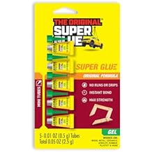 Super Glue Gel, 5 Mini Single-Use Tubes, Clear, Instant Bonding, No-Drip Formula, Cyanoacrylate Adhesive, Precision Tip for Wood, Metal, Plastic, Crafts, Ceramic, and Vertical Surfaces