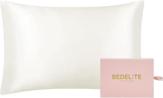 BEDELITE Mulberry Silk Pillowcase 22 Momme, Standard 20"x26", Pearl White