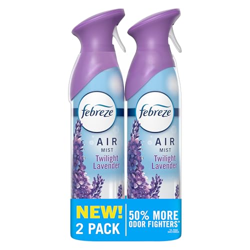 Febreze Air Mist, Air Freshener Spray, Odor Fighting Room Spray, Deodorizer for Home Bathroom Kitchen Office Apartment Dorm Room Classroom, Twilight Lavender Scent, 8.1oz Pack of 2