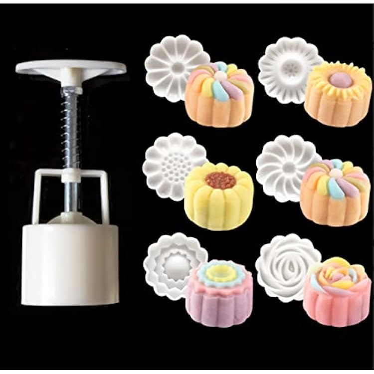 Mid-Autumn Festival DIY Hand-Pressure Moon Cake Mould,50g Moon Cake Mold Set1 Mold 6 Stamps