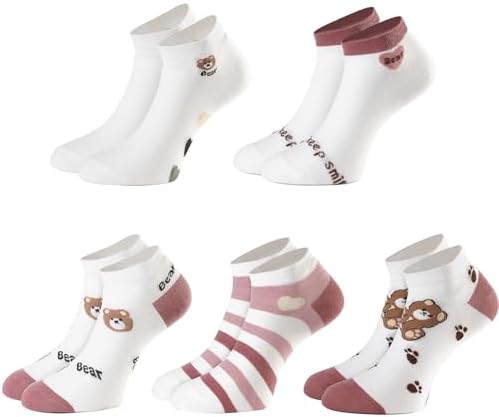 Glamorstar 5 Pairs Ankle Socks for Women - Cotton Low Cut Cute No Show Socks