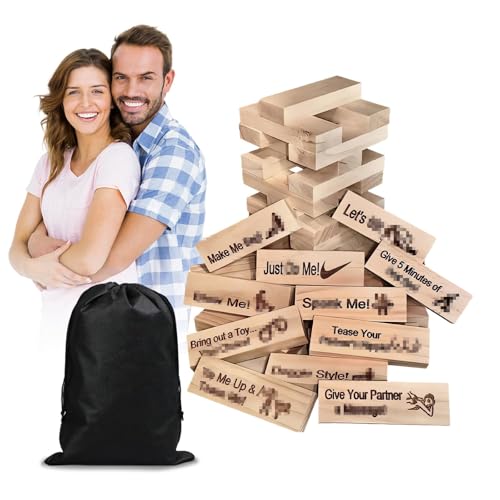 Lust Tower Games for Adults Super Naughty Block Tower Tumbling Wooden Tower Stacking Block for Couples Date Night Ideas for Valentine Lover Drunking Games48pcs