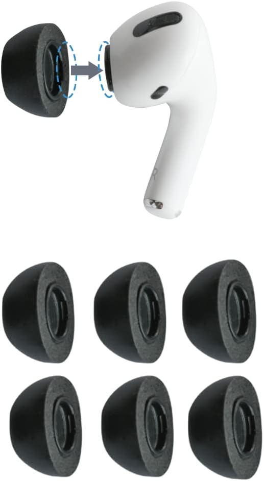 Comply Köpük Kulaklık Uçları, Apple AirPods Pro Generation 1 ve 2 için, Large, Siyah, 3 Çift, Üstün Konfor, Sarsılmaz Uyum, Hafızalı Köpük, Yedek Kulaklık Uçları, ABD’de Üretilmiştir