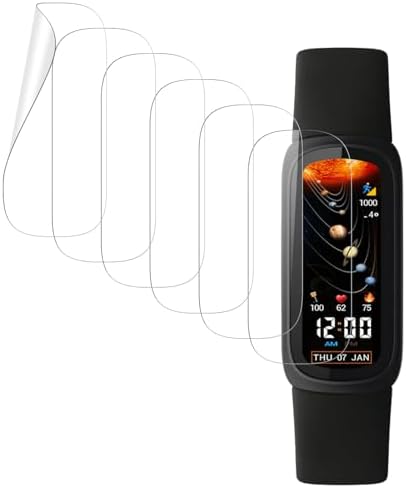6 Pack Screen Protectors for Fitbit Inspire 3, Soft TPU Watch Screen Protector, HD Clear, Full Coverage, Scratch Resistant,Tempered Glass