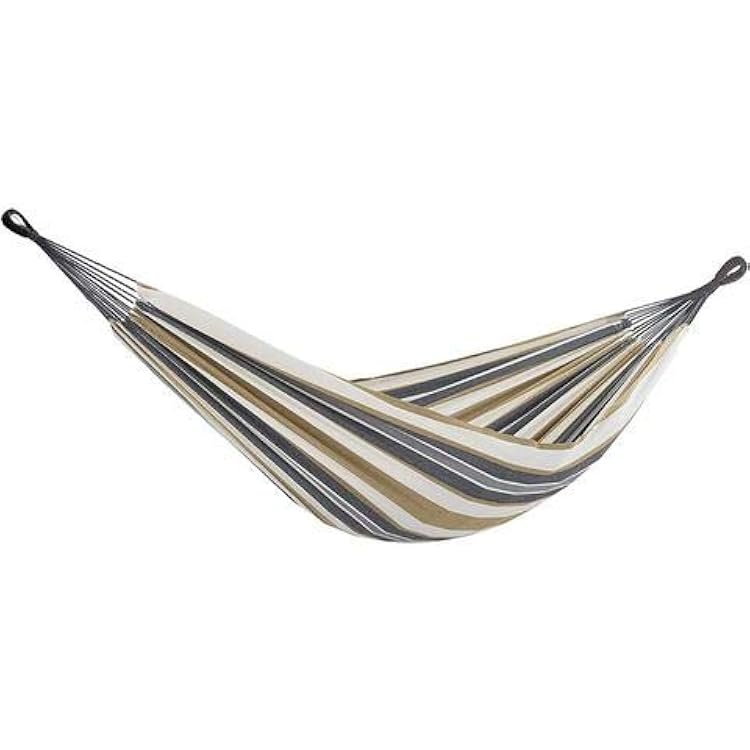 Ezone Double Hammock Two Person Cotton Outdoor Adjustable Hammock Bed with Carrying Bag for Patio Yard Garden Desert Tan